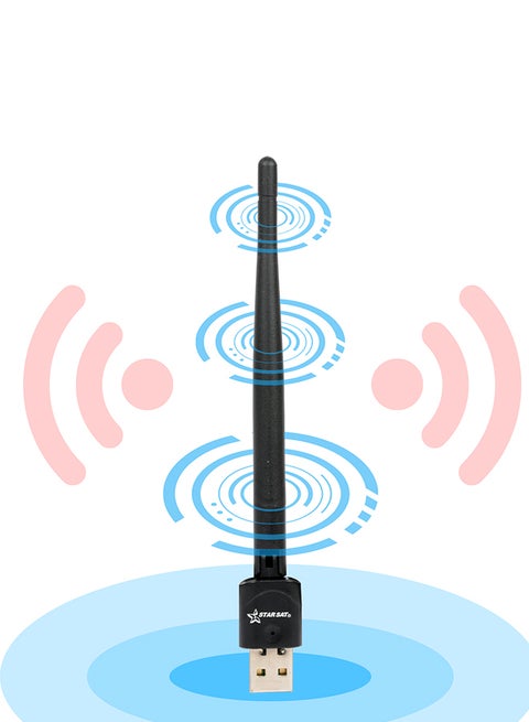 2.4G Wireless USB WiFi Dongle With Antenna Black