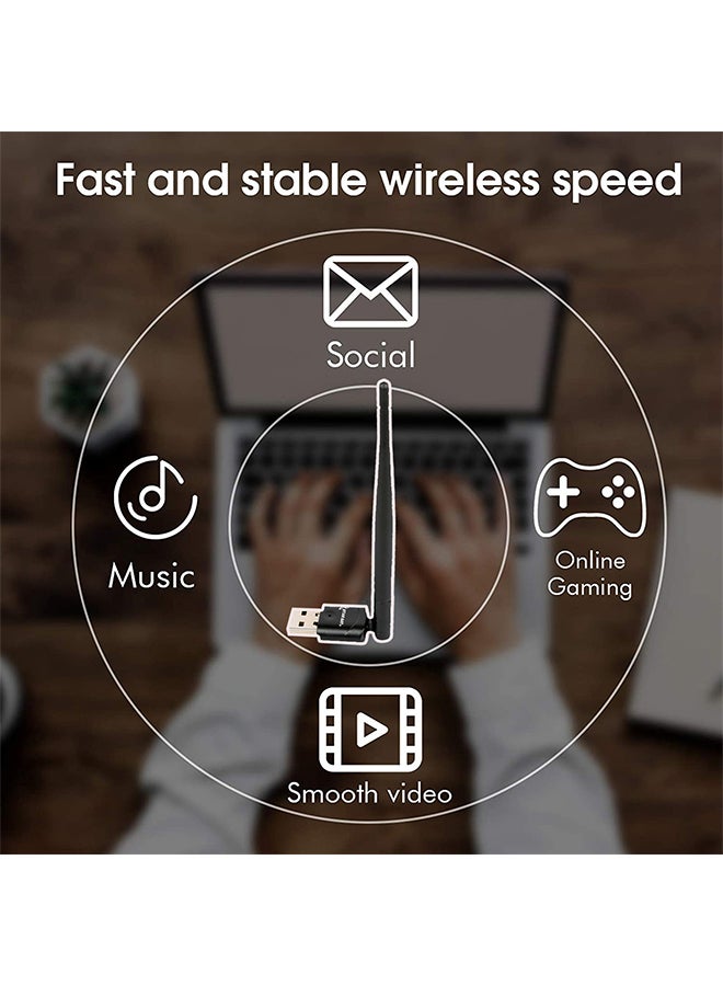StarSat - 2.4G Wireless USB WiFi Dongle With Antenna Black - Image 1