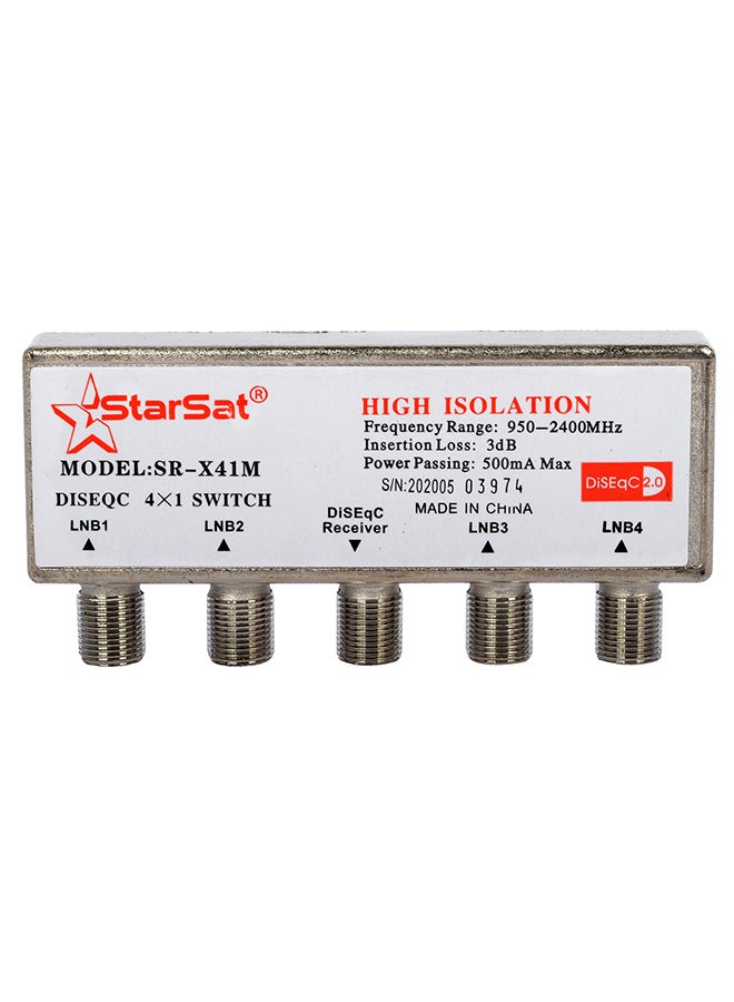 ستارسات DiseQC مفتاح 4 في 1 عالي العزل SR-X41M فضي/أبيض  - Image 1