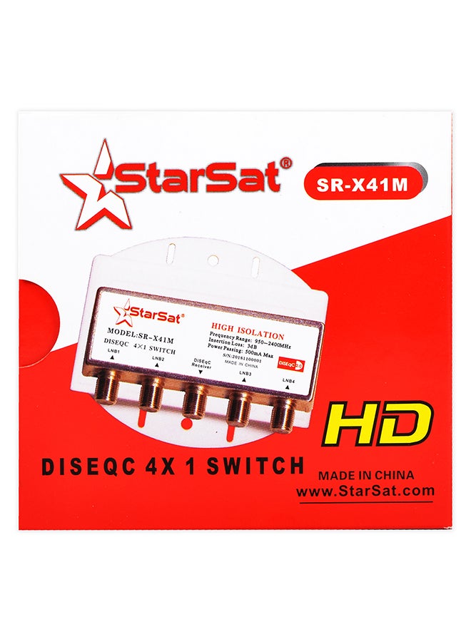 ستارسات DiseQC مفتاح 4 في 1 عالي العزل SR-X41M فضي/أبيض  - Image 2