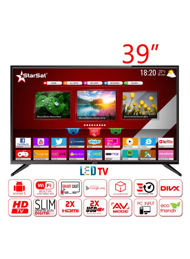 StarSat - 39-Inch HD Smart LED TV StarSat-39 smart Black - Image 1