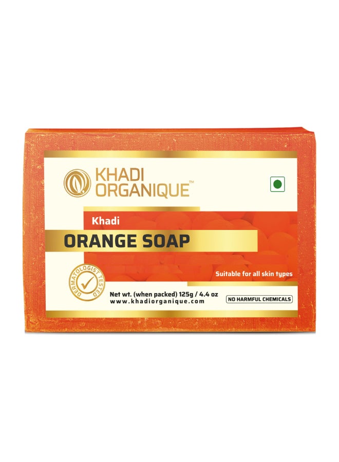 Khadi ORGANIQUE Handmade Orange Soap . 125grams - Image 1