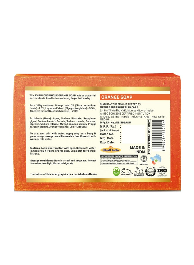 Khadi ORGANIQUE Handmade Orange Soap . 125grams - Image 2