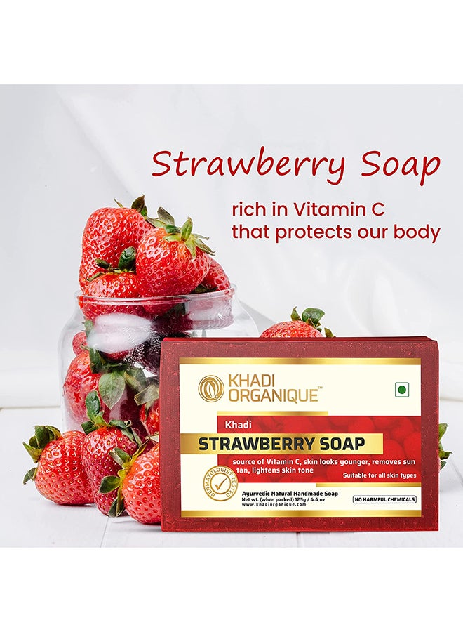 Khadi ORGANIQUE Handmade Strawberry Soap . 125grams - Image 3