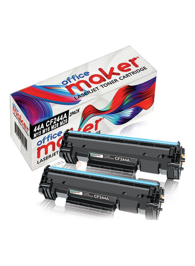 أوفيس ميكر - مجموعة خراطيش حبر 44A CF244A ليزرجيت لطابعة HP مكونة من قطعتين أسود - Image 1