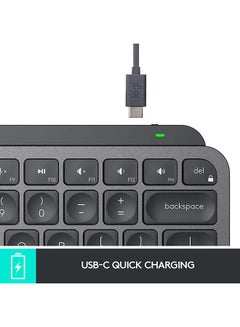 Logitech MX Keys Mini Minimalist Wireless Illuminated Keyboard, Compact, Bluetooth, Backlit, USB-C, Compatible with Apple macOS, iOS, Windows, Linux, Android, Metal Build, English Arabic Keyboard Black  - Image 2