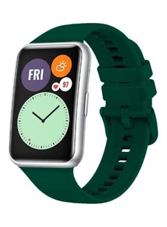 MARGOUN Adjustable Silicone Sport Watch Bands Replacement Wristband Compatible With Huawei Watch Fit 2 Dark Green  - Image 1