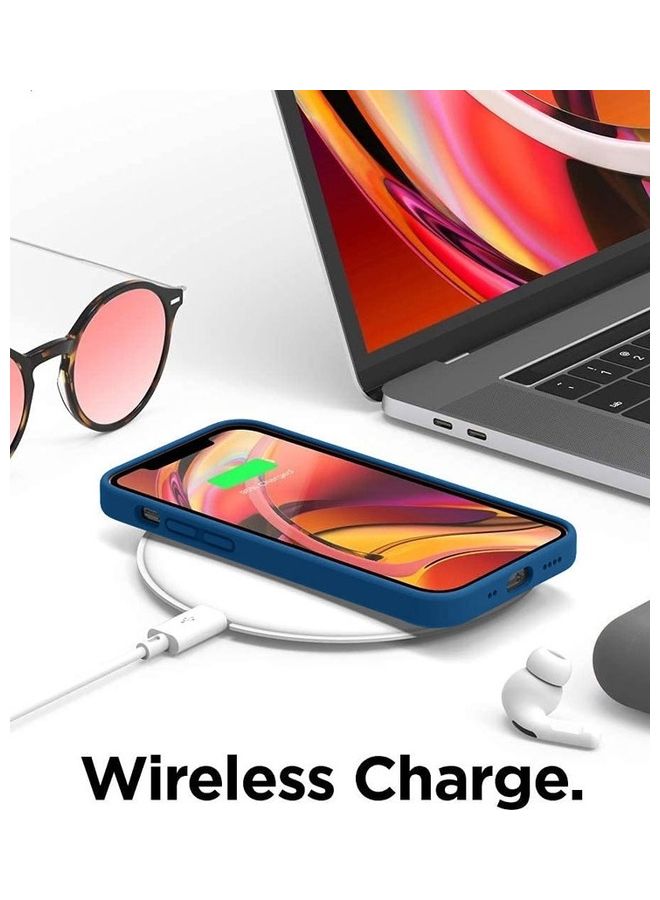 MARGOUN 3 Pack Silicone Case Soft Slim Liquid Gel Silicone Shockproof Phone Cover Microfiber Lining Full Body Protection  For Apple iPhone 13 Pro Max 6.7 Inch White/Dark Blue/Pink Sand - Image 4