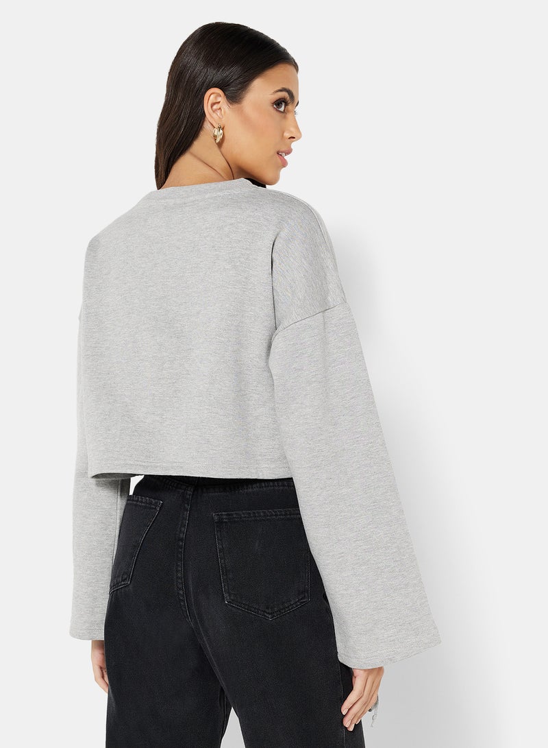 Sivvi x GenM - Lace Up Detail Sweatshirt Grey - Image 1