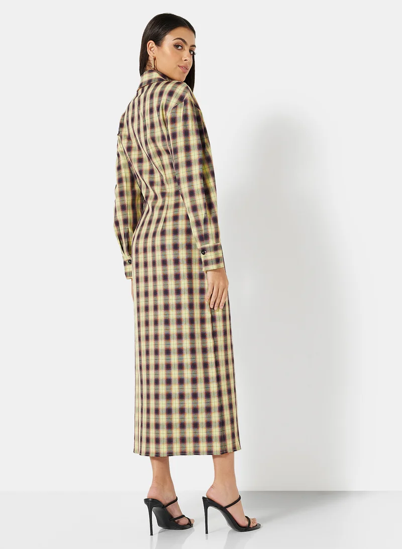 LOST INK Checked Pattern Shirt Dress