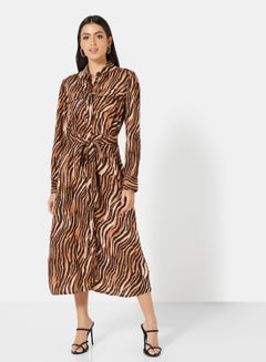 Tiger Print Long Dress Multicolour