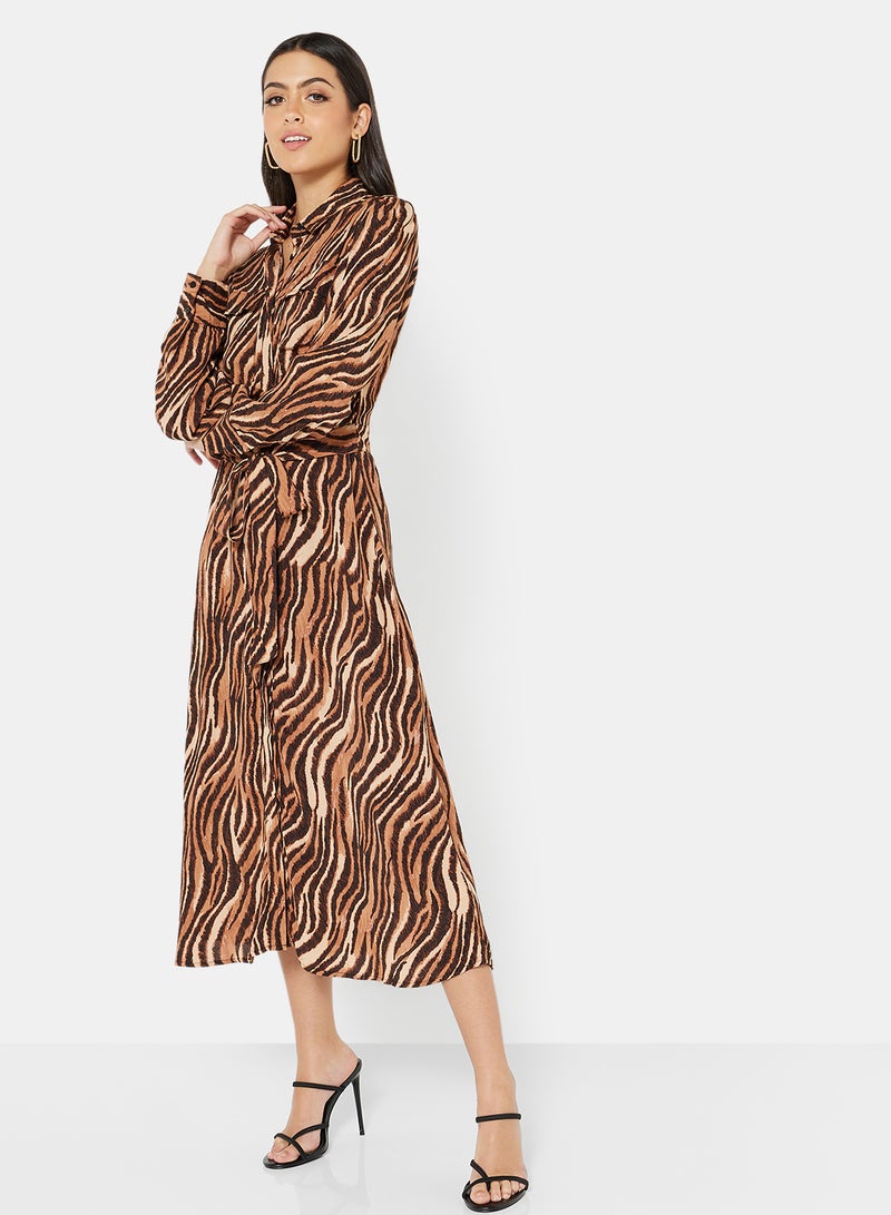 Pimkie - Tiger Print Long Dress Multicolour - Image 1