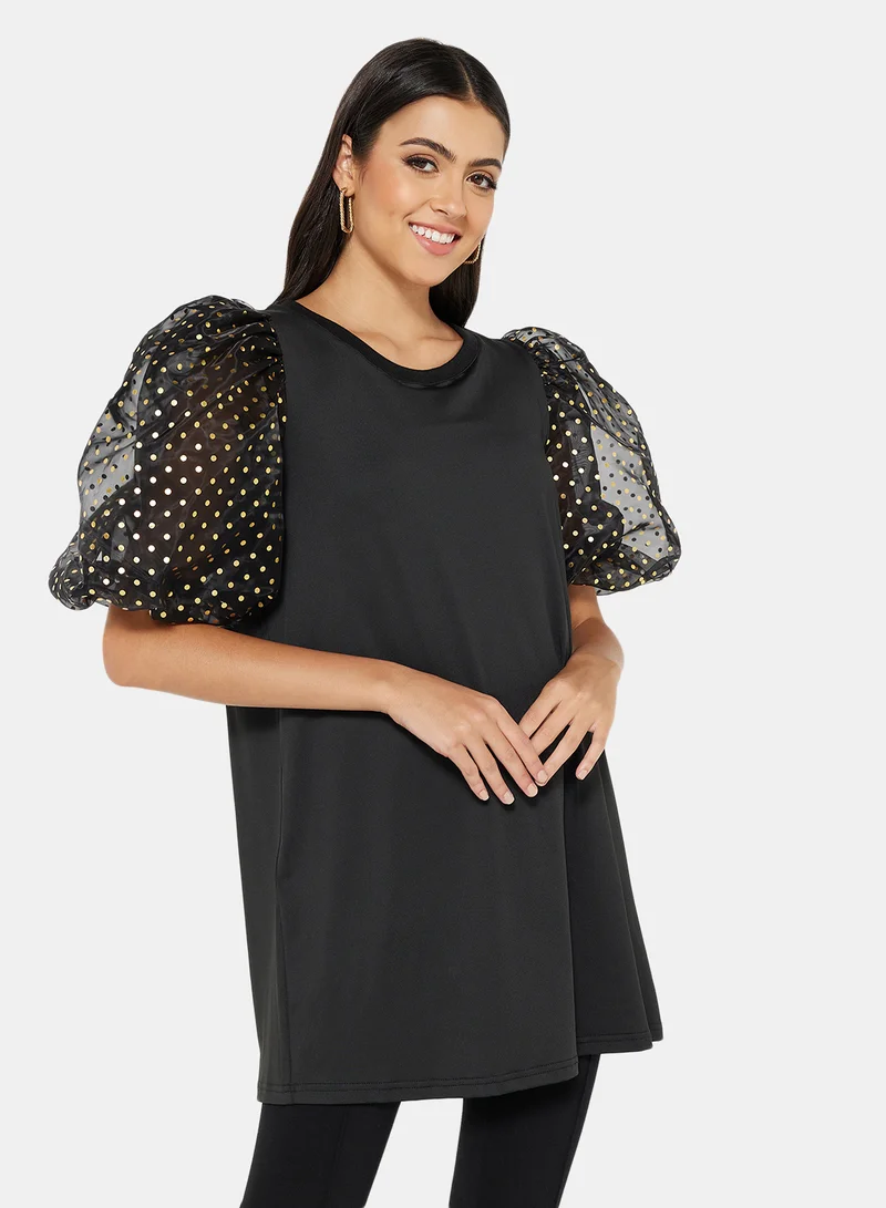 LABEL RAIL Sheer Sleeve Top