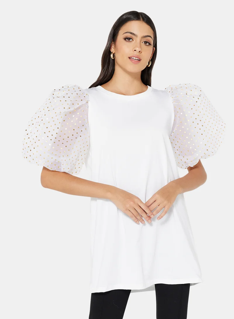 LABEL RAIL Sheer Sleeve Top