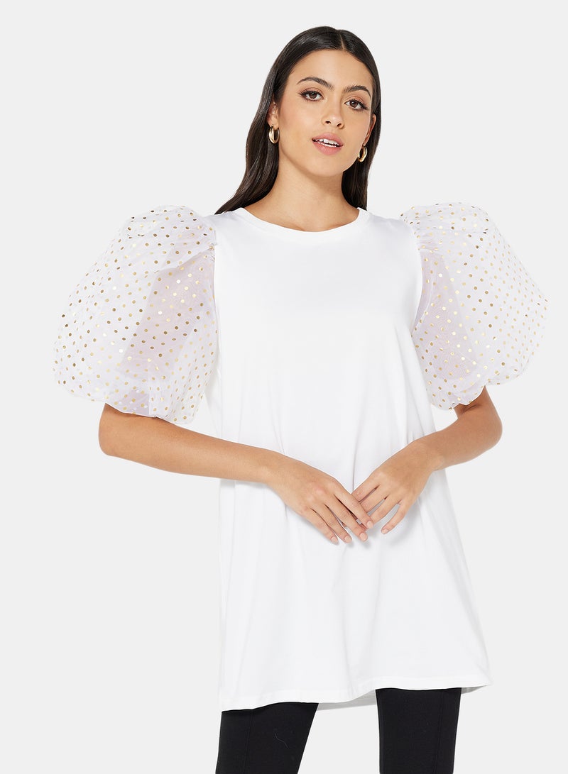 LABEL RAIL - Sheer Sleeve Top White - Image 1