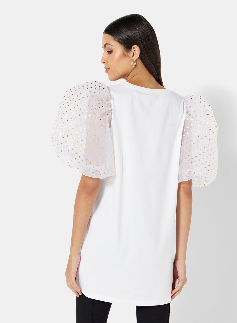 LABEL RAIL - Sheer Sleeve Top White - Image 1