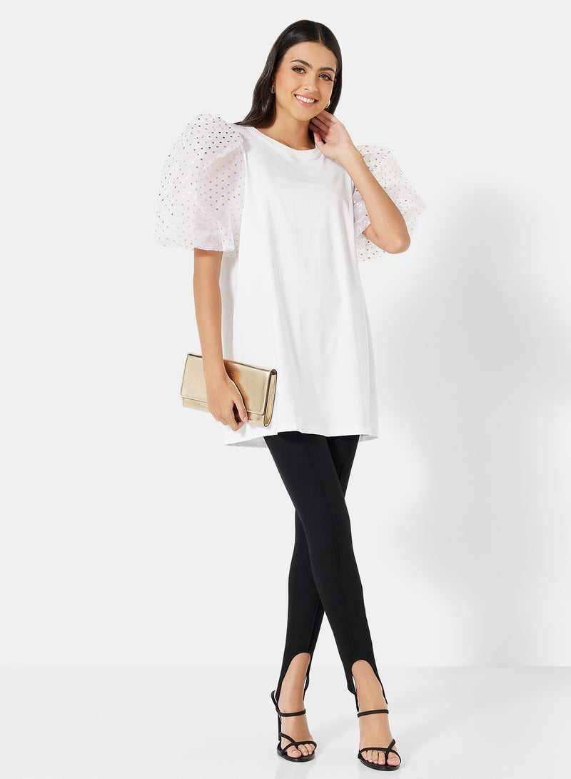 LABEL RAIL - Sheer Sleeve Top White - Image 1