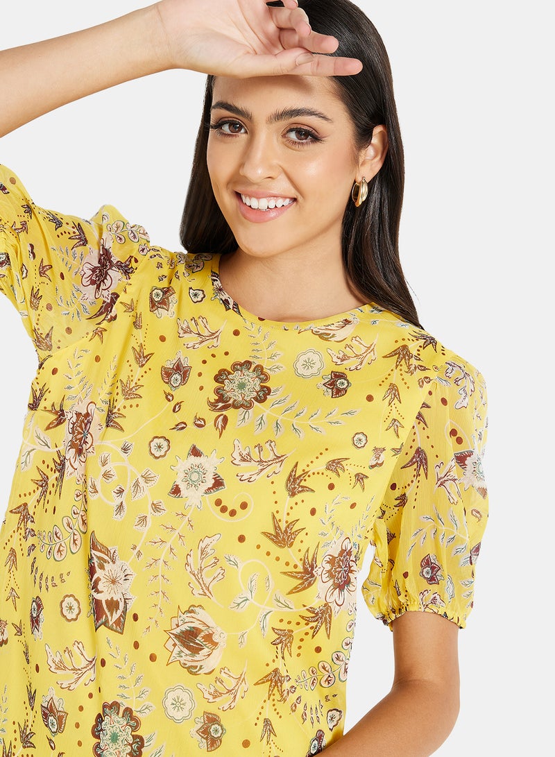 Floral Print Top Yellow - v1662035587/N51206094V_3