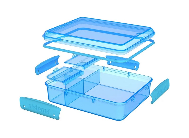 Sistema Snack Attack Duo Lunch Box 975ML Blue: Snack Container - Lunch Container - Portable - Leak-proof - BPA-free Blue 19.7x5.85x15.8cm - Image 5