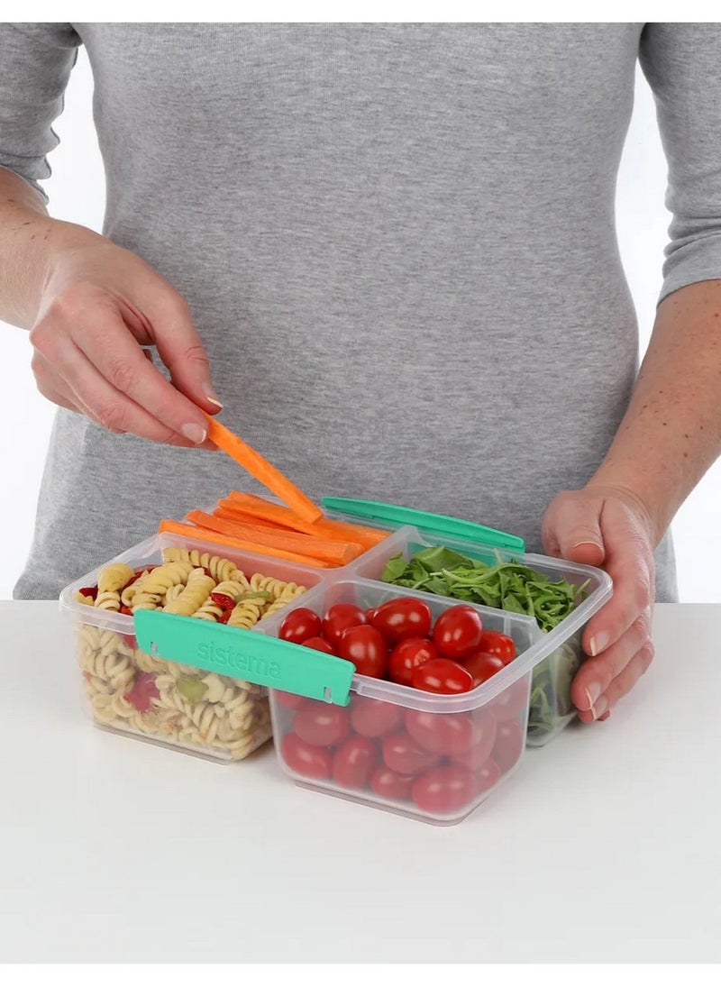 sistema Quad Split Food Storage Container Green 23.4x8x17.4cm - Image 4
