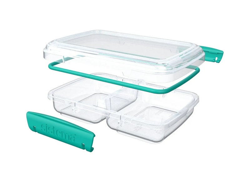 sistema Quad Split Food Storage Container Green 23.4x8x17.4cm - Image 5