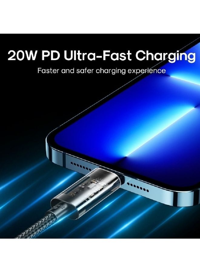 JOYROOM 20w Fast Charging Data Cable Type-C To Lightning Black  - Image 4