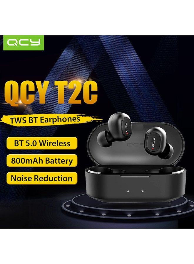 كيو سي واي سماعات إيربادز T2C لاسلكية رياضية تعمل بالبلوتوث أسود - Image 1