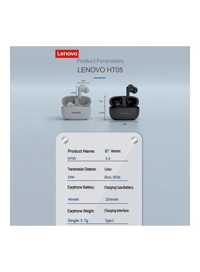Lenovo - HT05 True Wireless Earbuds Black - Image 1