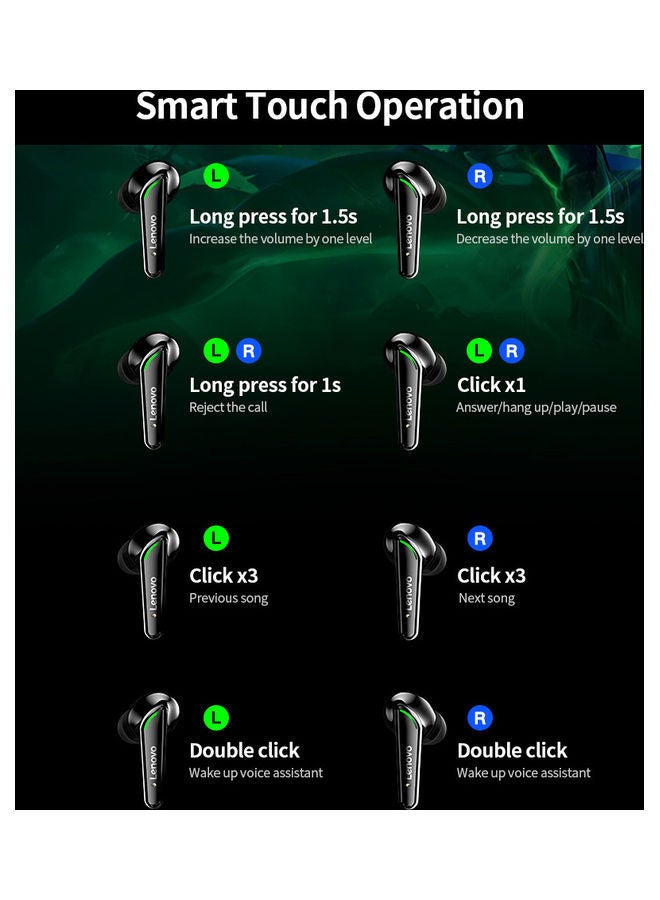 Lenovo - XT92 Wireless BT5.1 Gaming Earbuds Black - Image 1