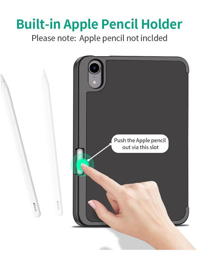 روك بو غطاء حماية قلاب لجهاز أبل آي باد ميني 6 مع حامل أقلام أسود - Image 3