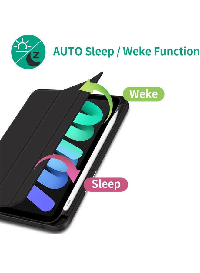 روك بو غطاء حماية قلاب لجهاز أبل آي باد ميني 6 مع حامل أقلام أسود - Image 5