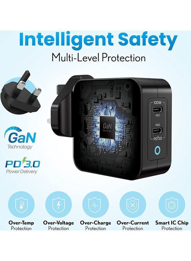 Remson Trio Pack Fast Charger 100W PD 3.0 GaN Tech Wall Charger with MFi USB-C to Lightning Cable and USB-C to USB-C Cable for MacBook Pro/Air/iPad/iPhone 13 Pro Max Black - Image 3