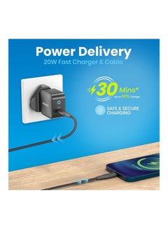 Remson Duo Pack 20W USB-C Power Adapter Fast Charger with MFI USB-C to Lightning Cable for Apple iPhone 13/12/11/X/SE Black  - Image 2