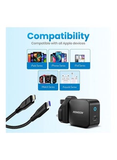 Remson Duo Pack 20W USB-C Power Adapter Fast Charger with MFI USB-C to Lightning Cable for Apple iPhone 13/12/11/X/SE Black  - Image 5