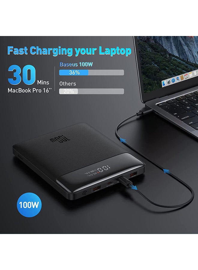 بيسوس - شاحن محمول بقوة 20000 مللي أمبير في الساعة بقدرة 100 واط USB C، حزمة بطارية رفيعة لشحن فائق السرعة لأجهزة الكمبيوتر المحمول، MacBook Air، Dell، IPad، HP، iPhone، Samsung Galaxy، Switch والمزيد - - Image 1