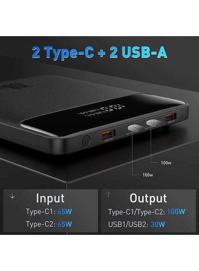 بيسوس - شاحن محمول بقوة 20000 مللي أمبير في الساعة بقدرة 100 واط USB C، حزمة بطارية رفيعة لشحن فائق السرعة لأجهزة الكمبيوتر المحمول، MacBook Air، Dell، IPad، HP، iPhone، Samsung Galaxy، Switch والمزيد - - Image 1