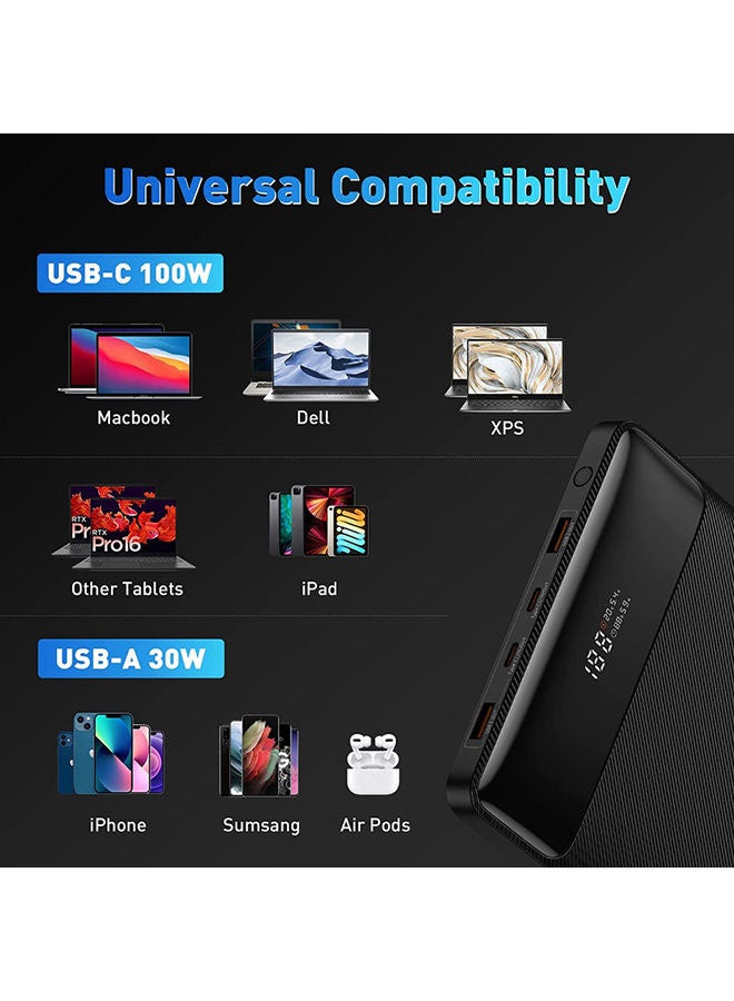 بيسوس - شاحن محمول بقوة 20000 مللي أمبير في الساعة بقدرة 100 واط USB C، حزمة بطارية رفيعة لشحن فائق السرعة لأجهزة الكمبيوتر المحمول، MacBook Air، Dell، IPad، HP، iPhone، Samsung Galaxy، Switch والمزيد - - Image 1