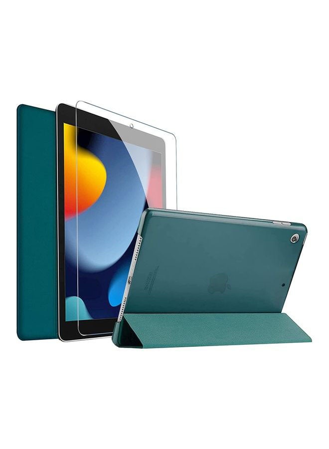 Rock Pow Slim Stand Hard Shell Protective Smart Cover with Tempered Glass Screen Protector for 10.2 inch iPad 9th/8th/7th Generation green  - Image 1