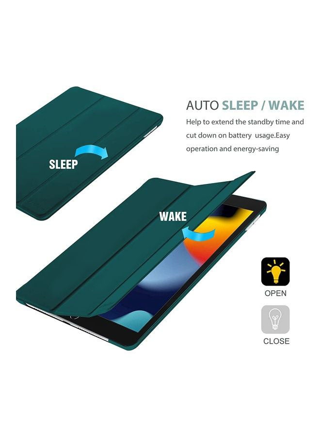 Rock Pow Slim Stand Hard Shell Protective Smart Cover with Tempered Glass Screen Protector for 10.2 inch iPad 9th/8th/7th Generation green  - Image 5