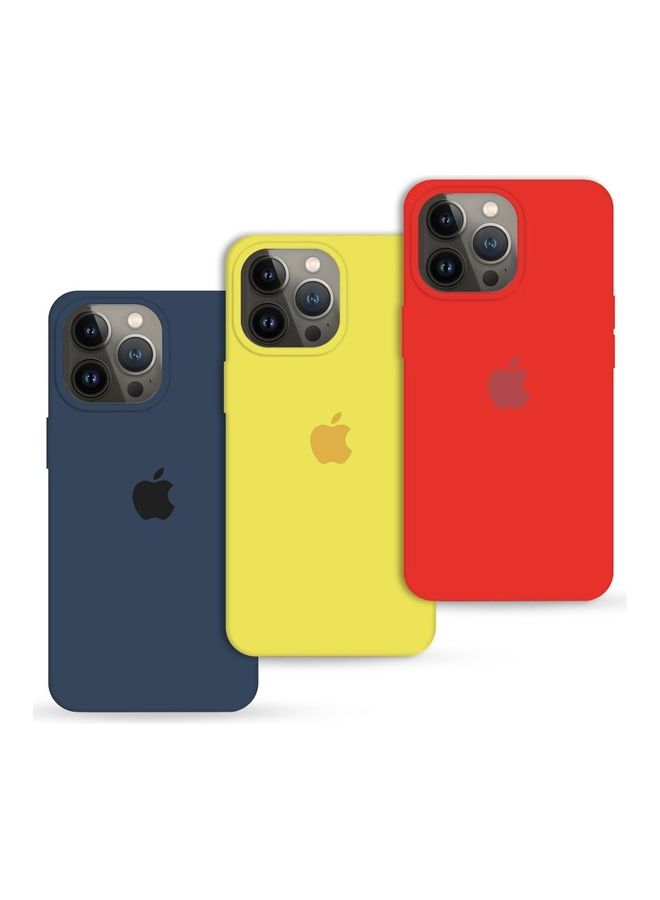 MARGOUN 3 Pack Silicone Case Soft Slim Liquid Gel Silicone Shockproof Phone Cover Microfiber Lining Full Body Protection For Apple iPhone 13 Pro 6.1 inch Red/Yellow/Midnight Blue - Image 1