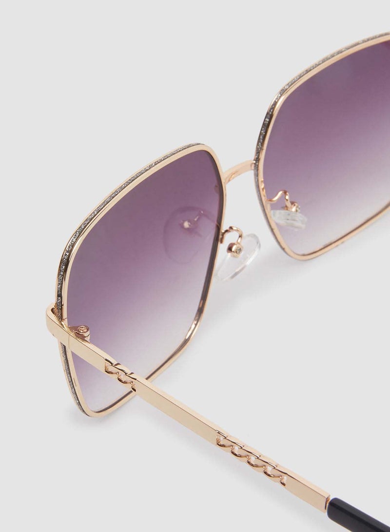 Generic - Women's Sunglass With Durable Frame Lens Color Purple Frame Color Gold - Image 1