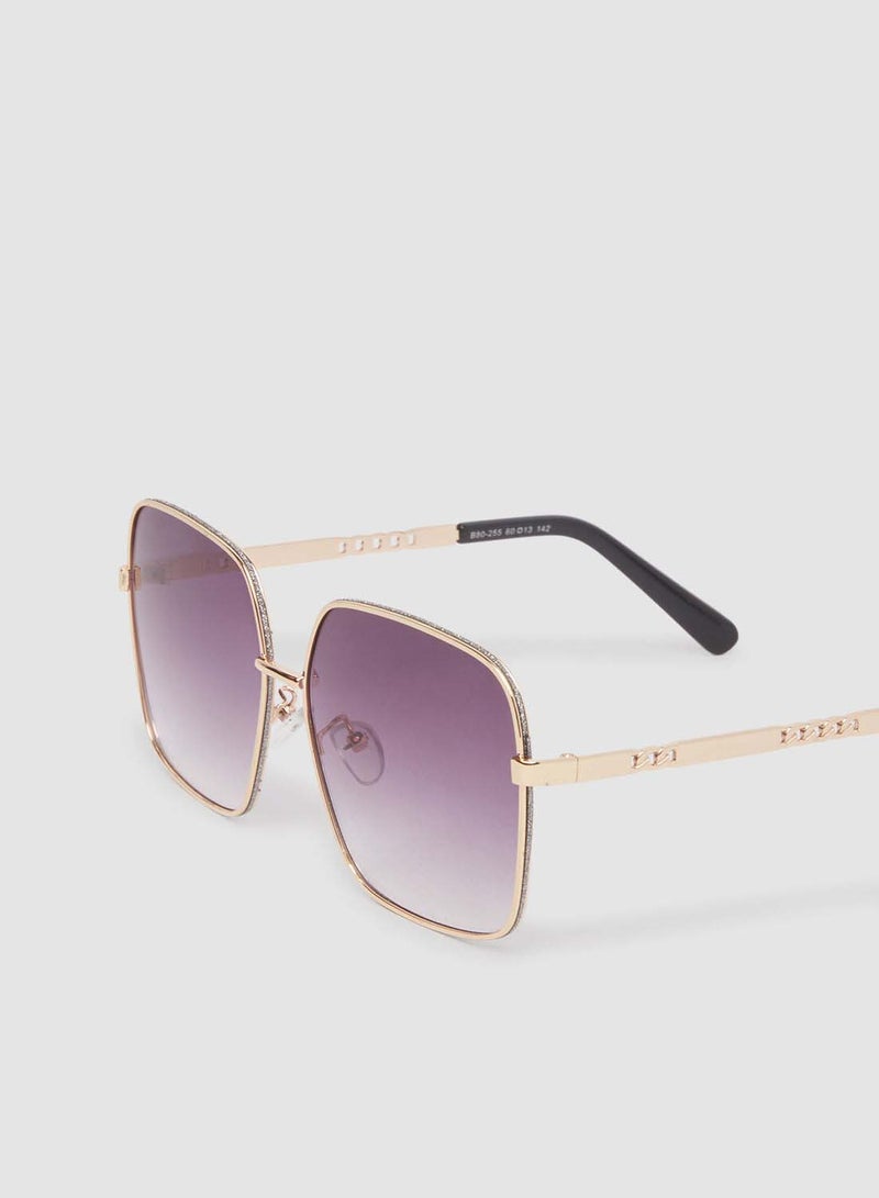 Generic - Women's Sunglass With Durable Frame Lens Color Purple Frame Color Gold - Image 1
