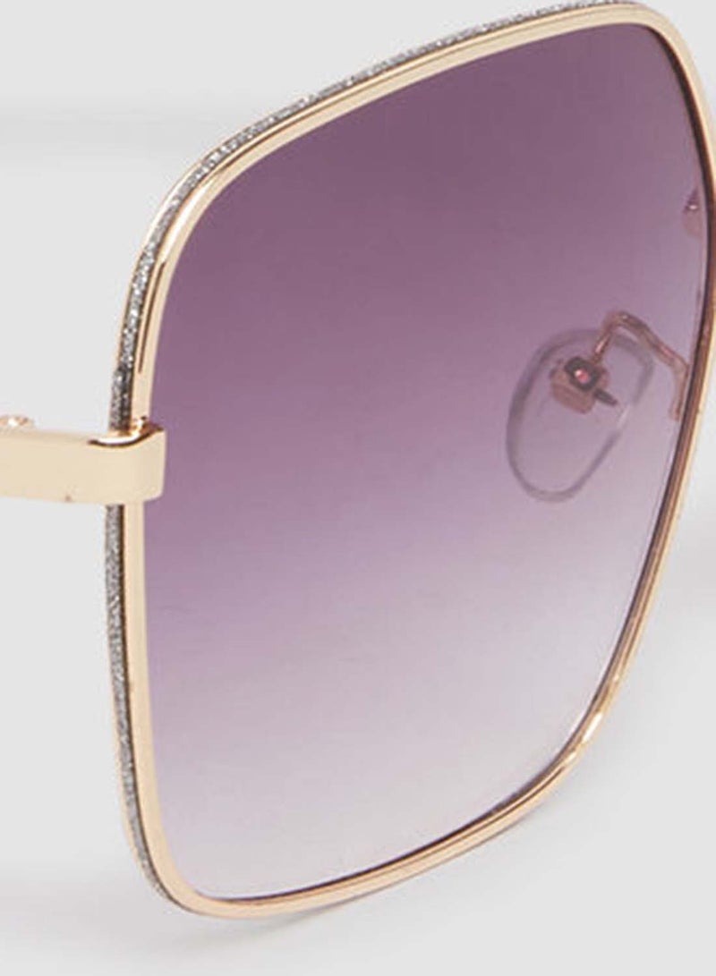 Generic - Women's Sunglass With Durable Frame Lens Color Purple Frame Color Gold - Image 1