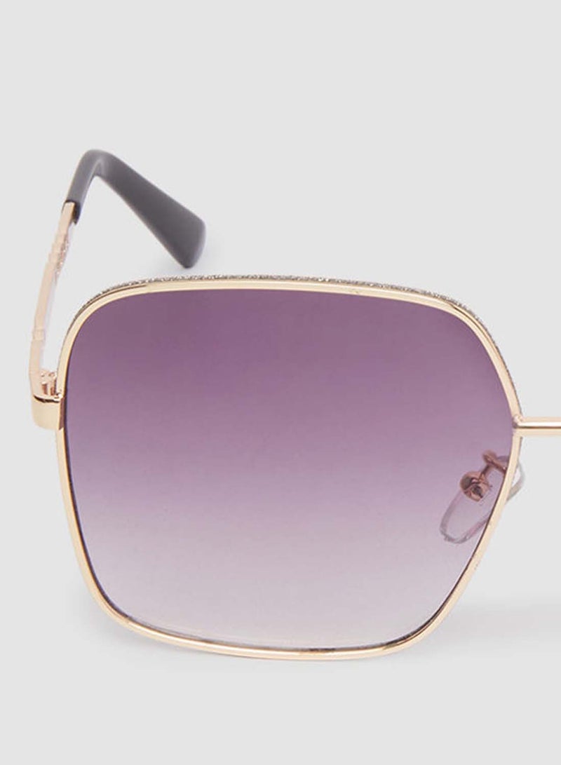 Generic - Women's Sunglass With Durable Frame Lens Color Purple Frame Color Gold - Image 1