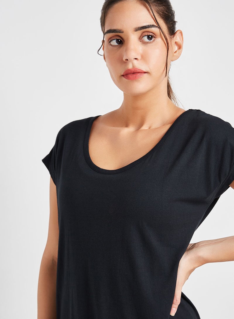 SATVA - Organic Round Neck Loose T-Shirt Black - Image 1
