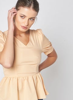 Aila V-Neck Casual Top Brown  - Image 4