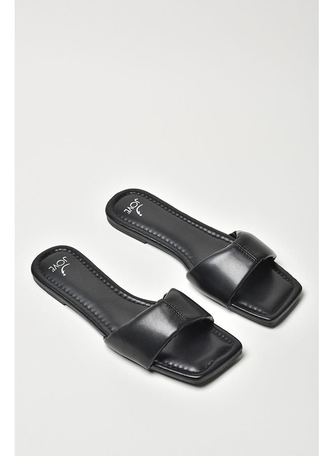 Jove - Broad Strap Flat Sandals Black - Image 1