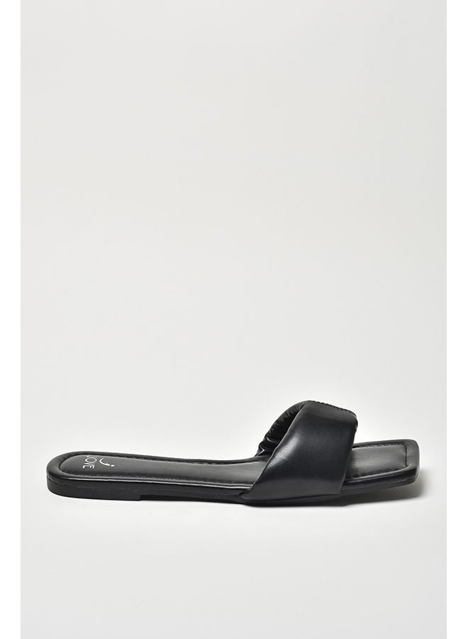 Jove - Broad Strap Flat Sandals Black - Image 1