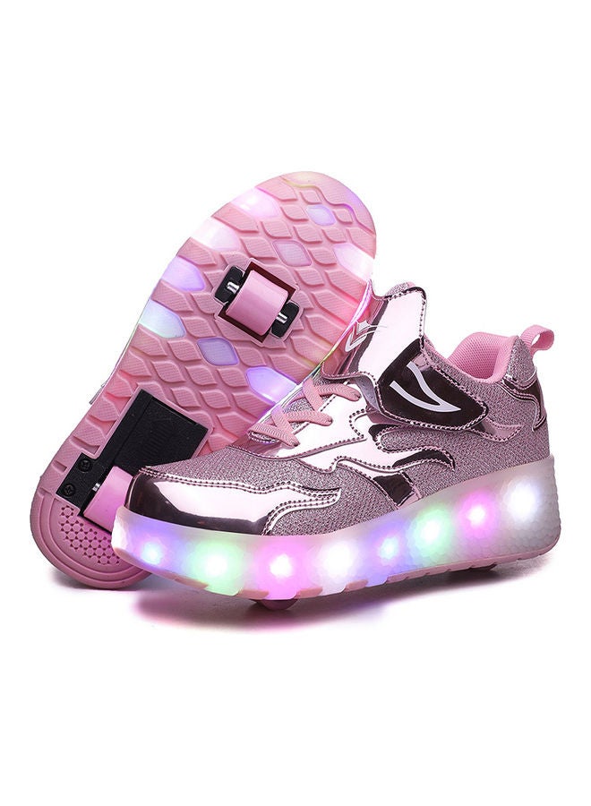 The New Trend Of Children's LED Light Up Rechargeable Luminous Double Wheel Heelys Skates, Breathable Youth Student Sports Shoes - v1662046388/N53347290A_1