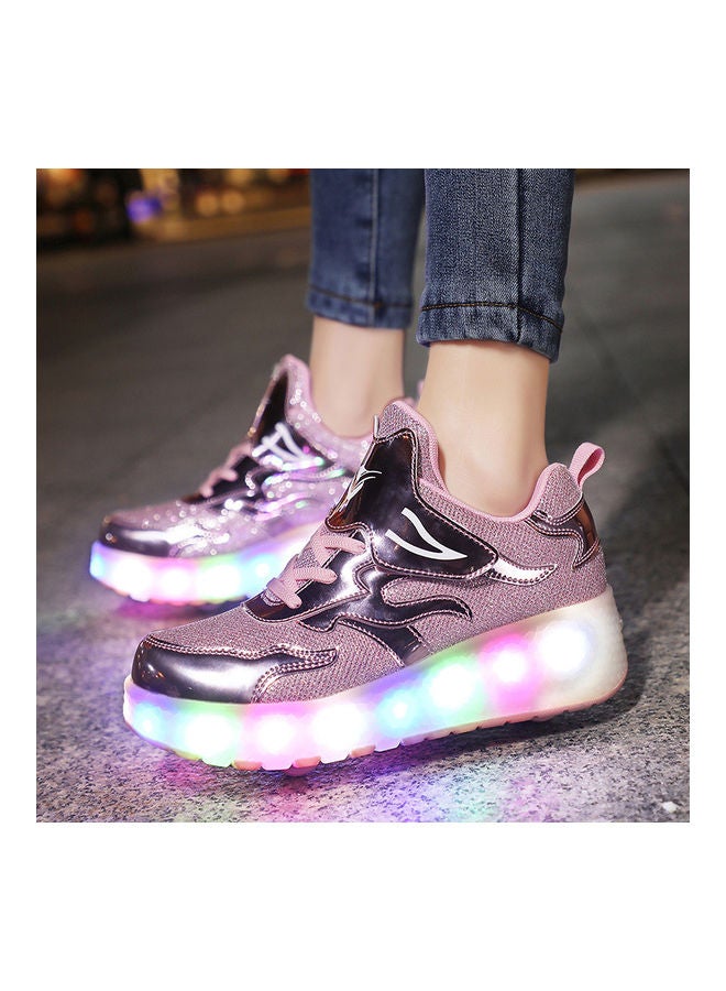 The New Trend Of Children's LED Light Up Rechargeable Luminous Double Wheel Heelys Skates, Breathable Youth Student Sports Shoes - v1662046389/N53347290A_5